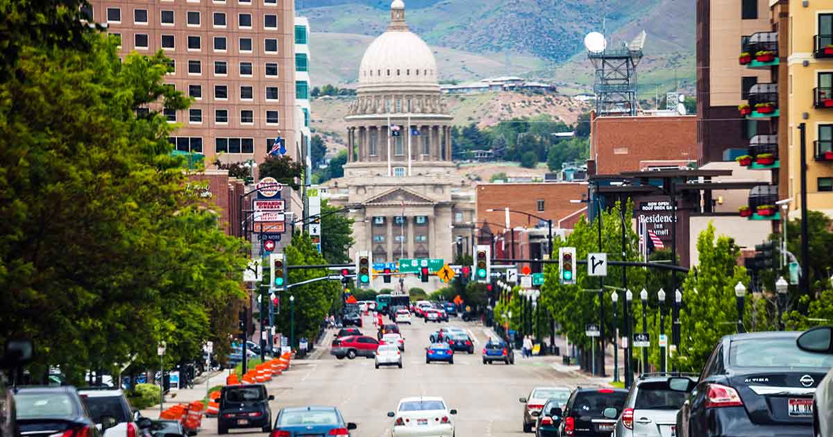 Boise Idaho capitol building and business district