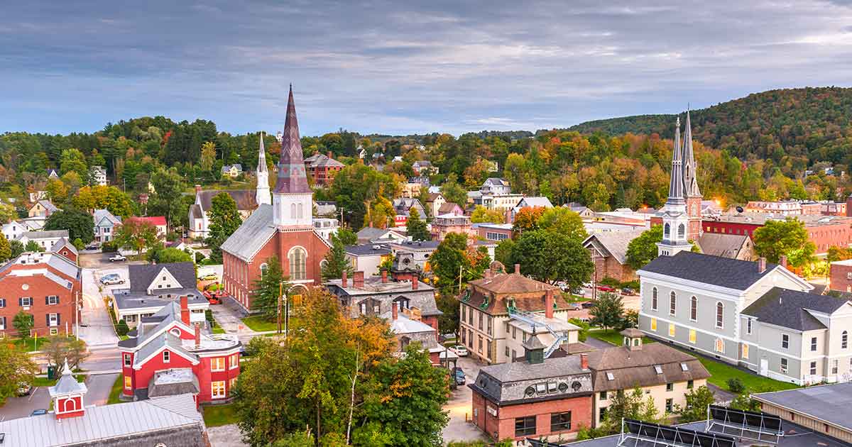 Downtown and business district of Montpelier, Vermont.