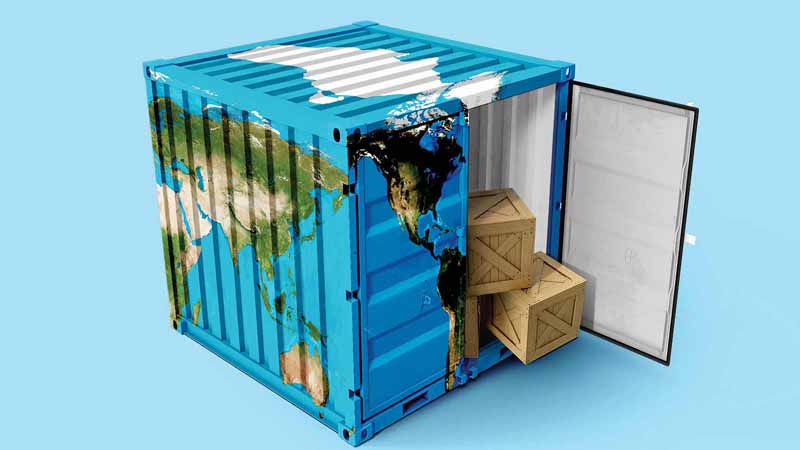 Storage container painted like a globe.