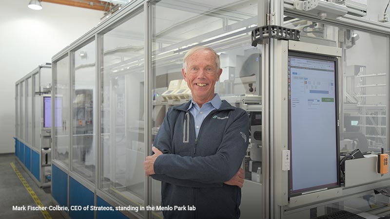 Mark Fischer-Colbrie, CEO of Strateos, standing in the Menlo Park lab.
