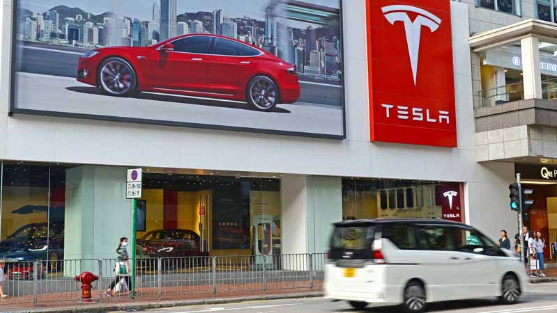 Tesla Motors display in Hong Kong.