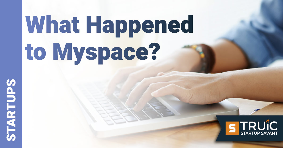 Person typing on a laptop trying to figure out what happened to myspace.