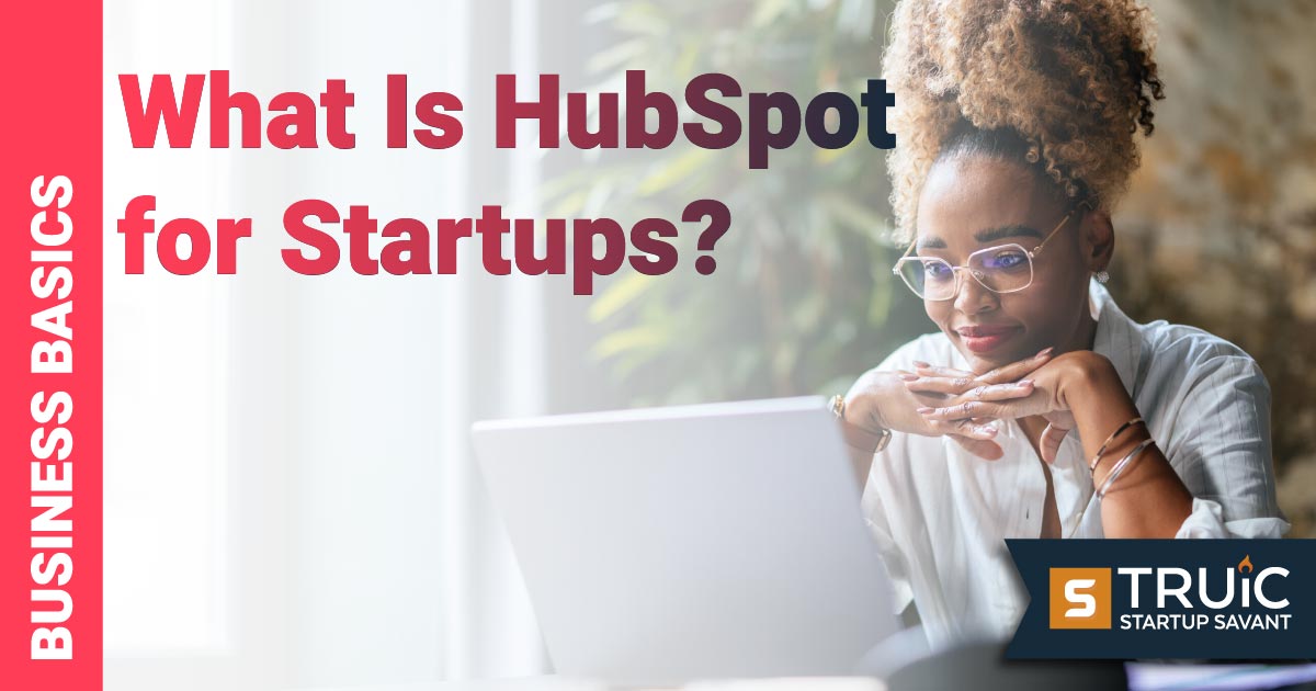 Woman using Hubspot for startups.