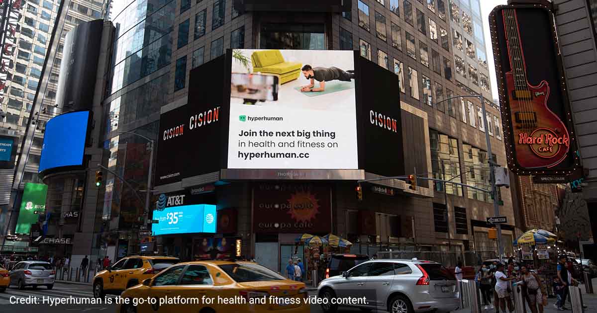 Hyperhuman logo in Times Square.