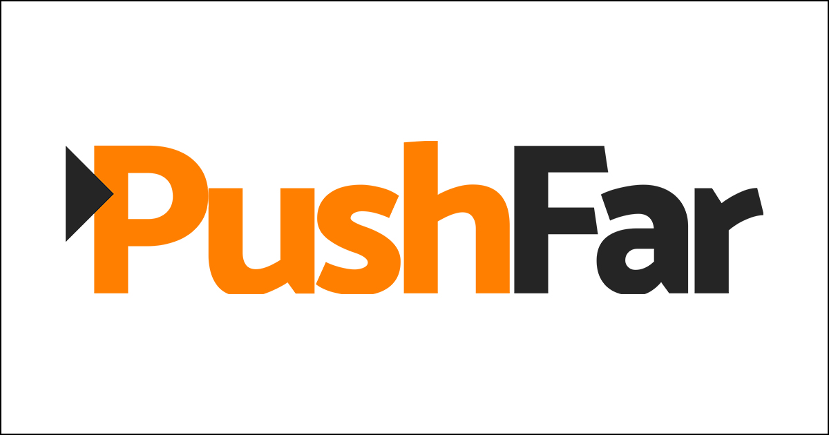 Pushfar logo.